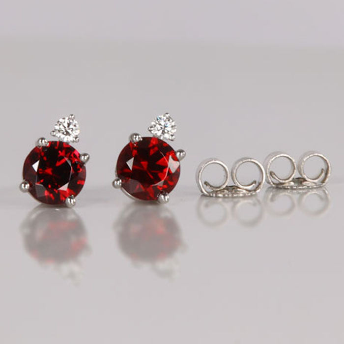 chrome pyrope garnet stud earrings white gold