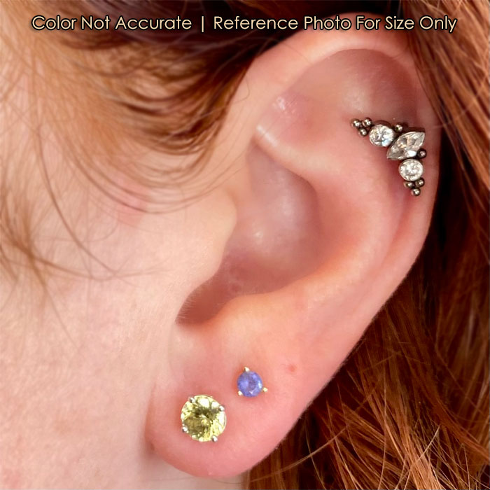 white gold garnet studs size to ear