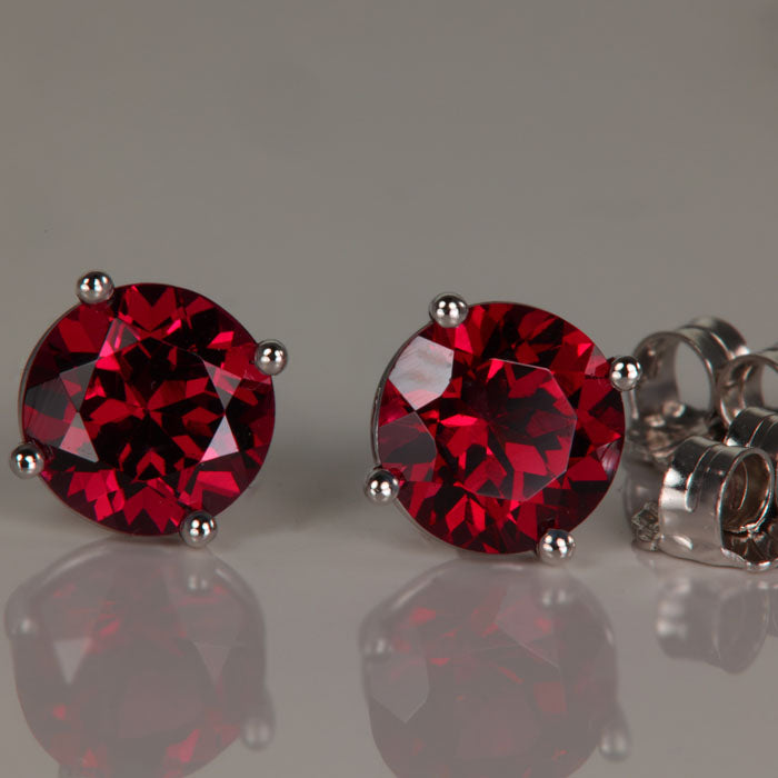 garnet earrings 14k white gold