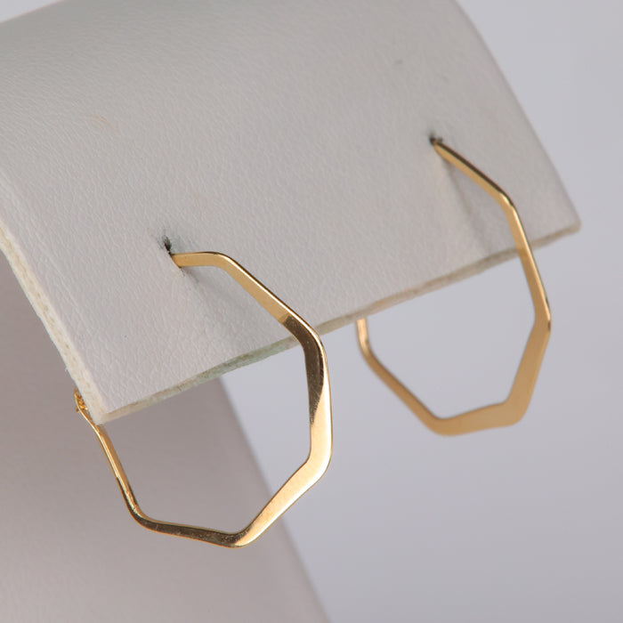 Yellow gold estate hoops thin geometric style