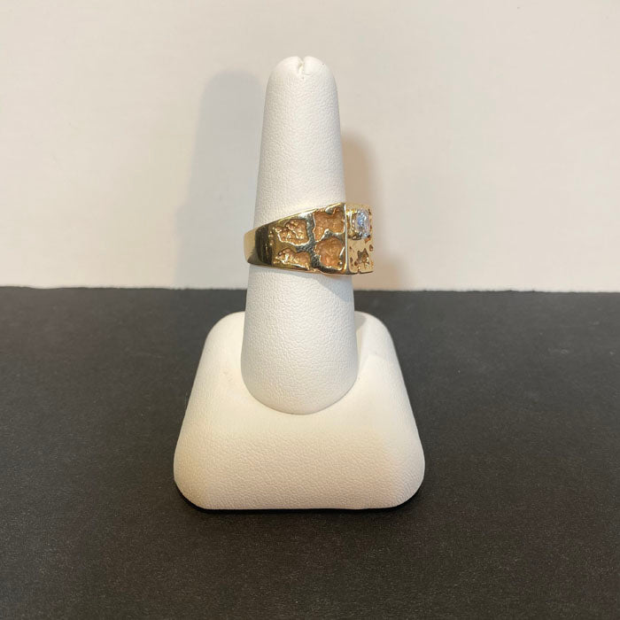 yellow gold ring with diamond mens