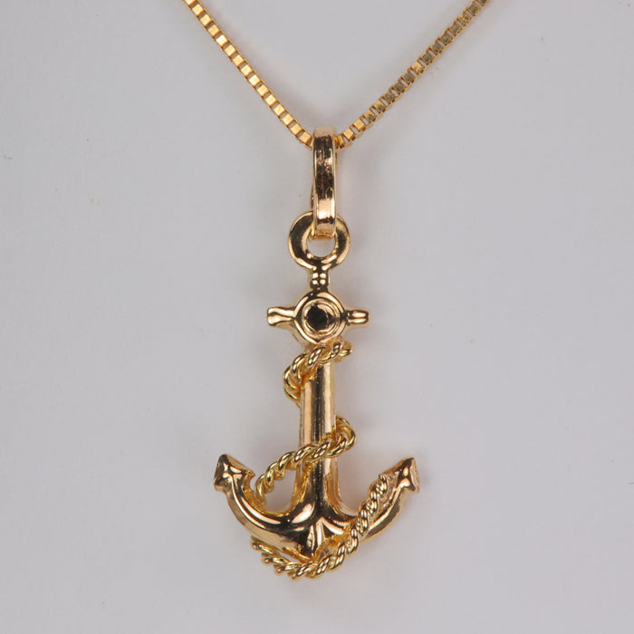 yellow gold estate anchor pendant