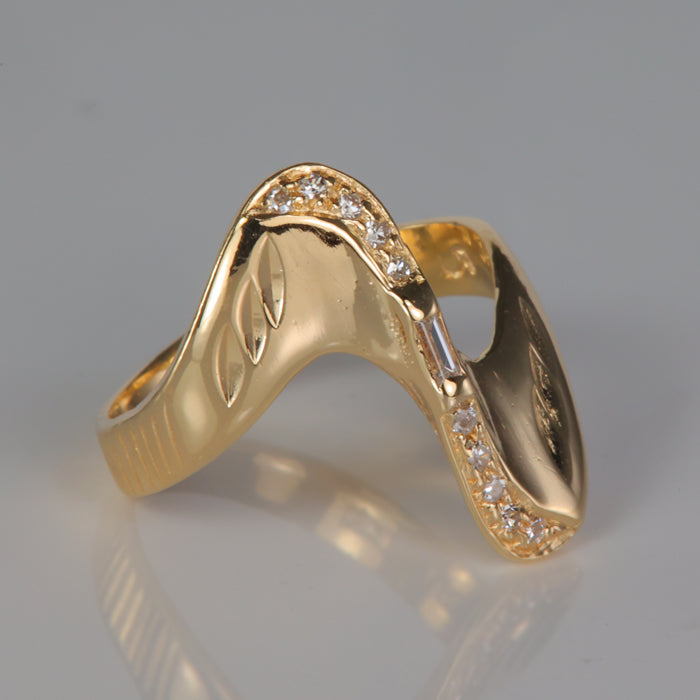 yellow gold diamond wave ring