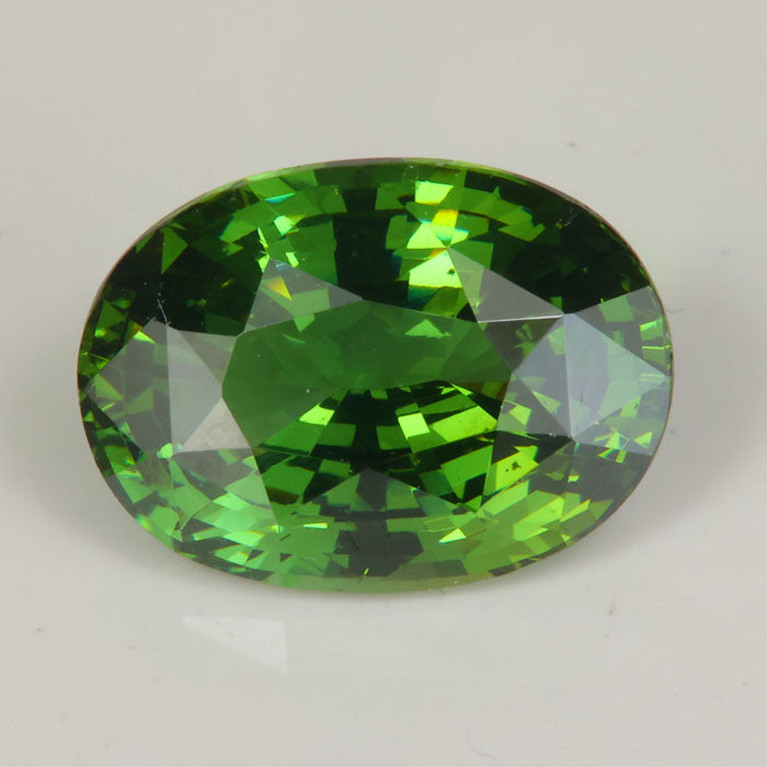 oval cut green color zircon gemstone
