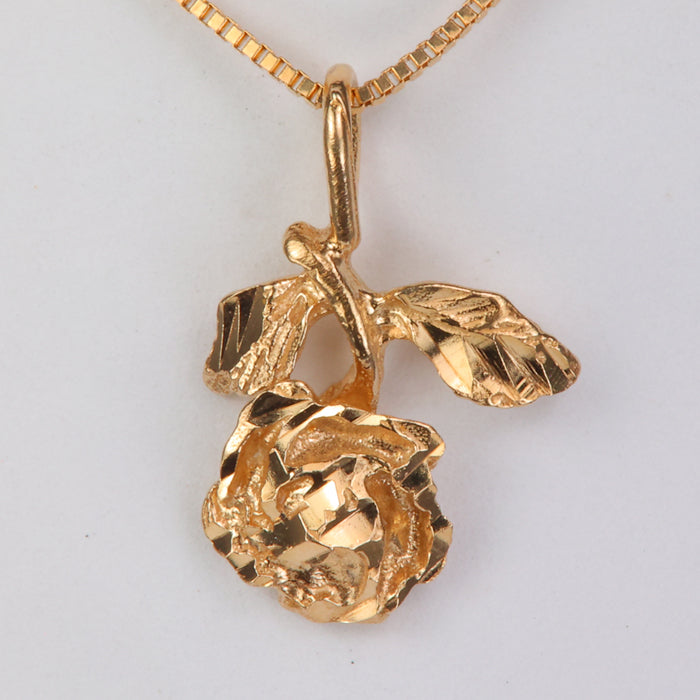 yellow gold estate pendant hanging rose design