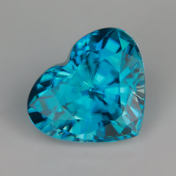 greenish blue heart shape brilliant cut rare blue zircon gemstone