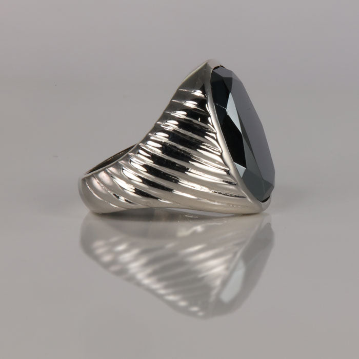 hematite ring in white gold