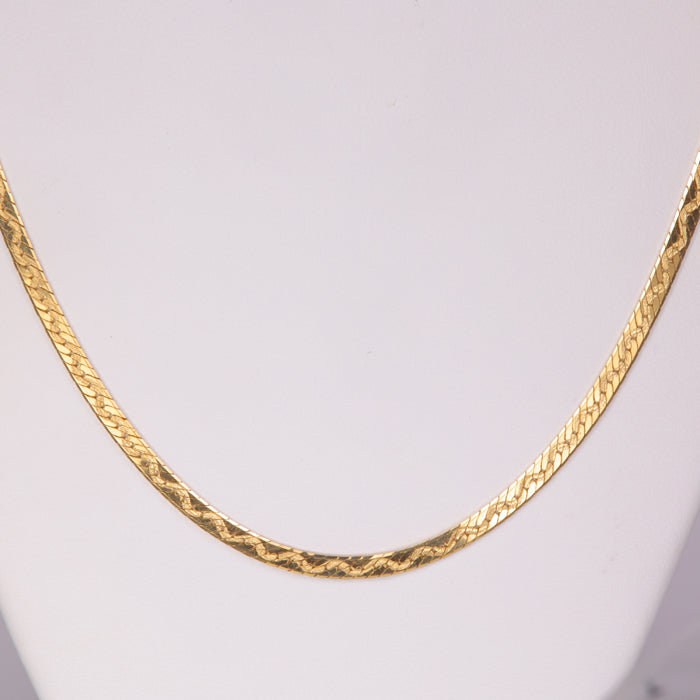 yellow gold estate herringbone chain with wave detail