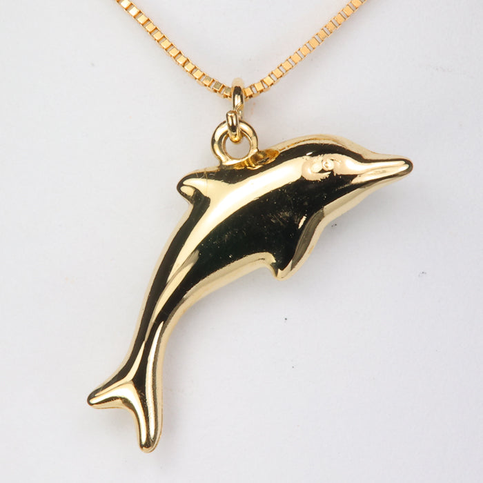 yellow gold dolphin pendant