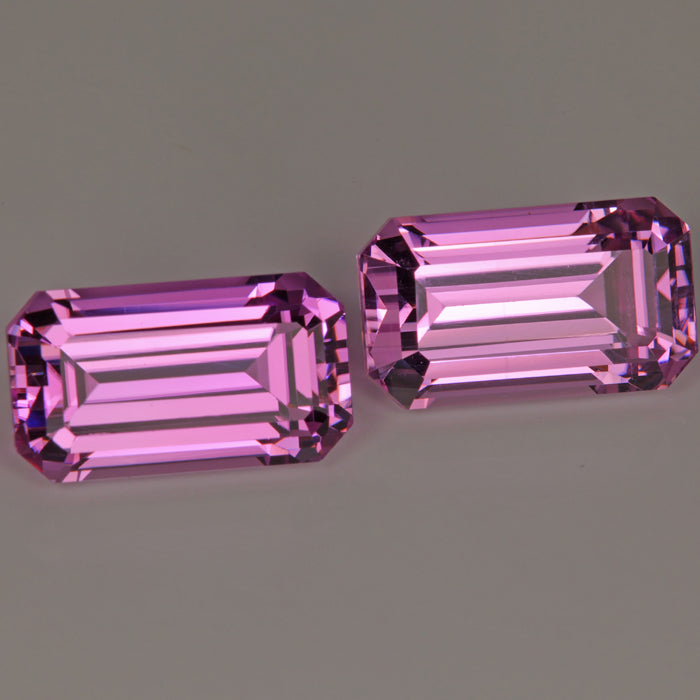 Pair of Matched Emerald Cut Kunzite