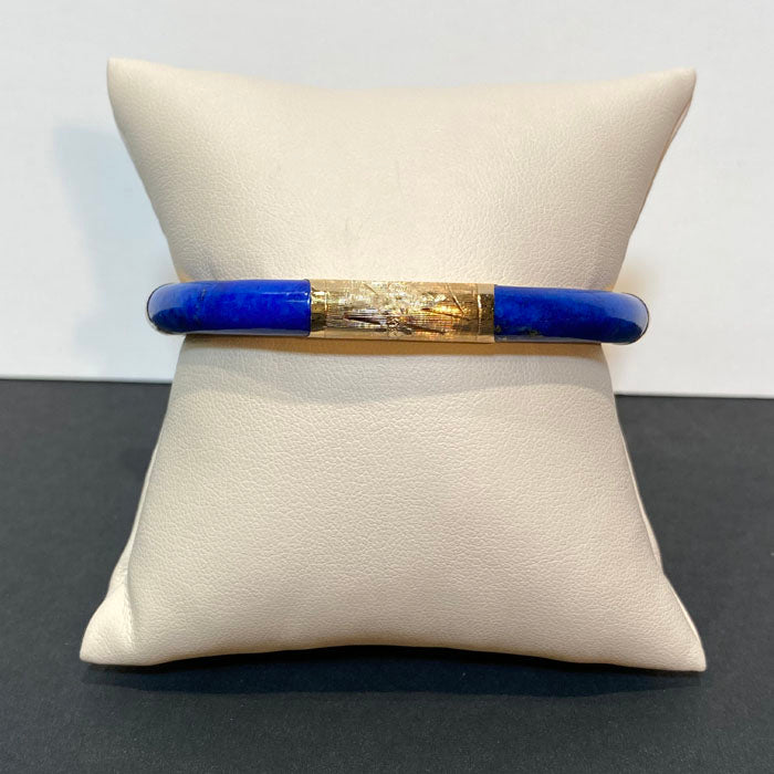 vintage lapis lazuli bangle yellow gold