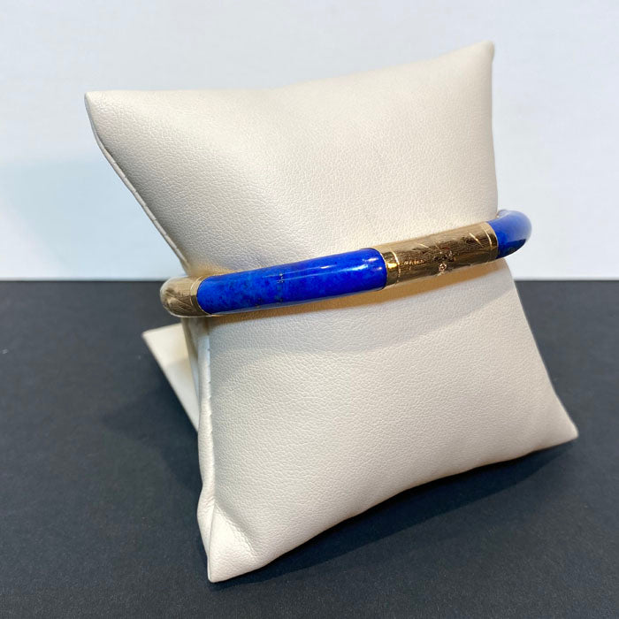 vintage lapis lazuli bangle yellow gold