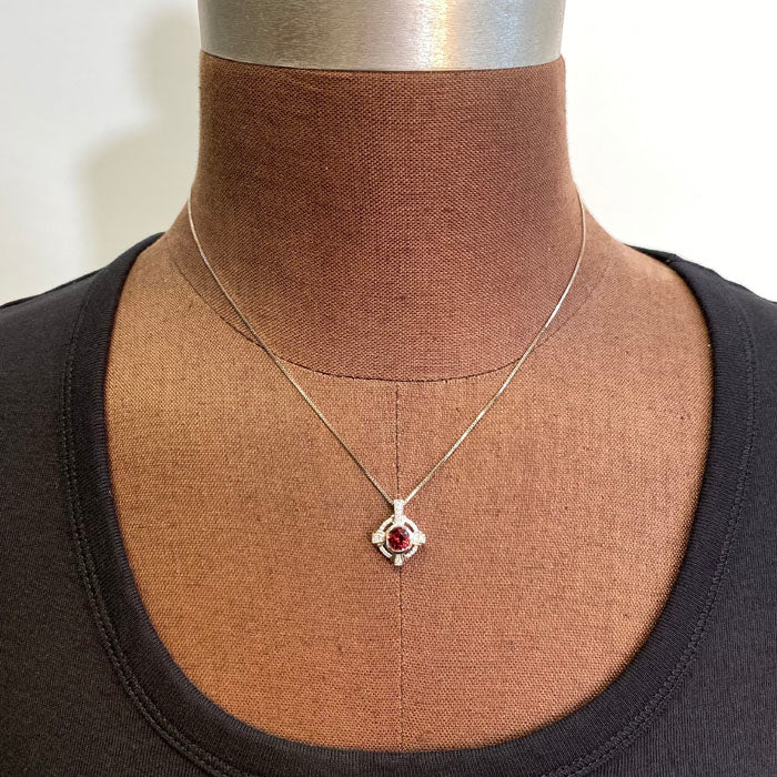 malaya garnet pendant with diamonds