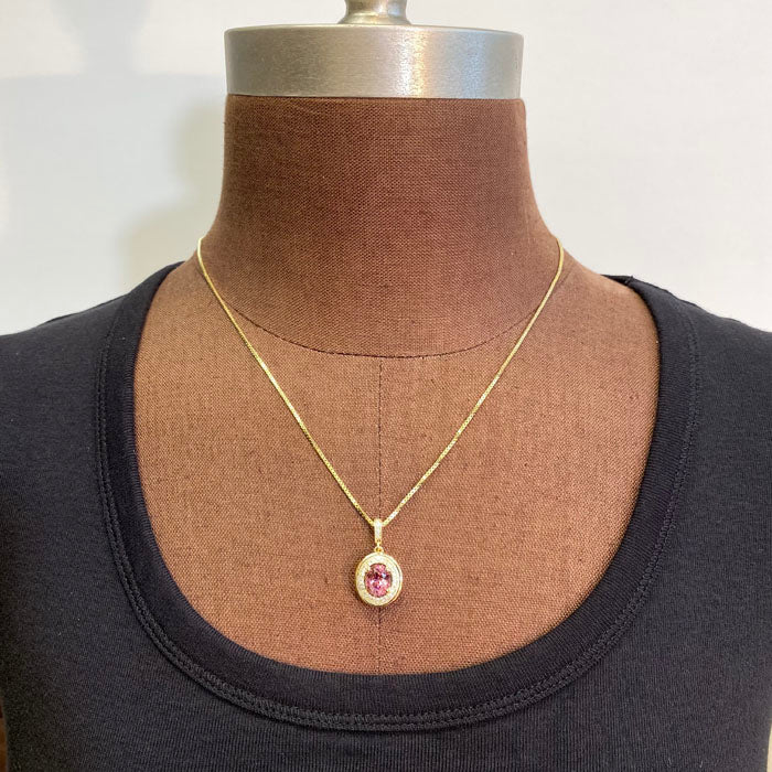 malaya garnet and diamond pendant in yellow gold