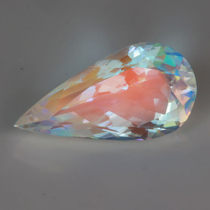 rainbow color moonstone natural gem pear shape brilliant cut