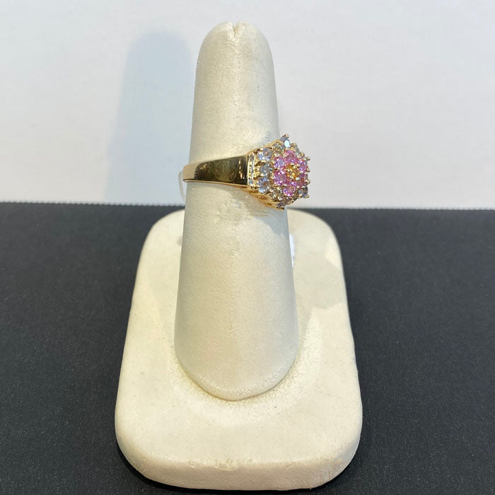 multicolor sapphire and yellow gold ring
