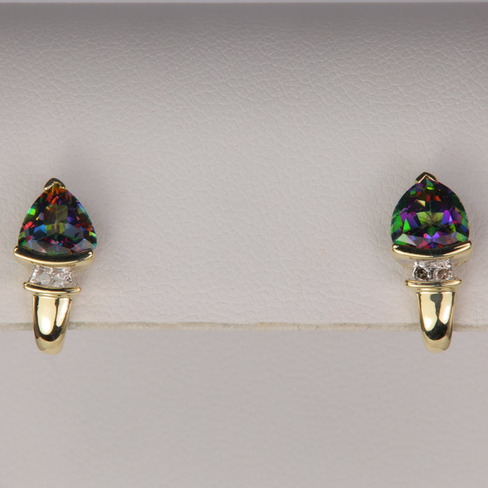 yellow gold mystic topaz stud earrings diamond accents