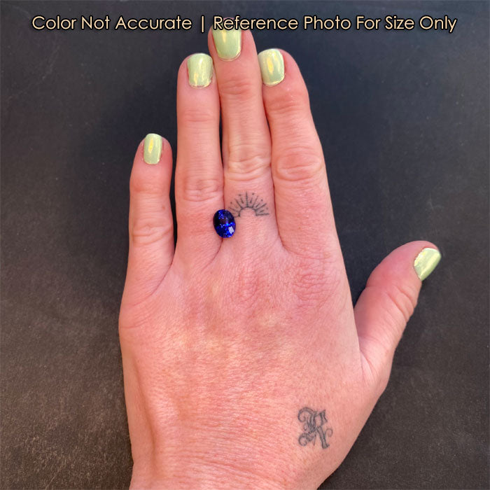 size reference oval blue sapphire