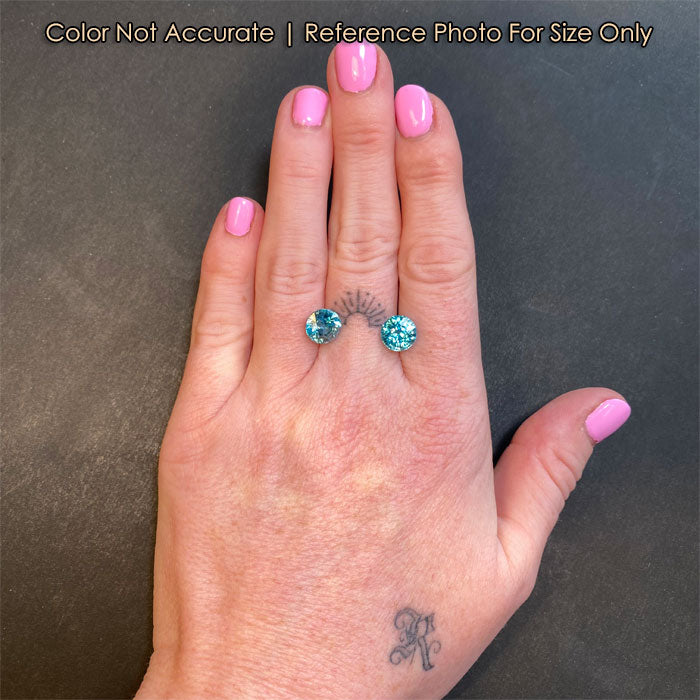 round brilliant blue zircon gems size to hand