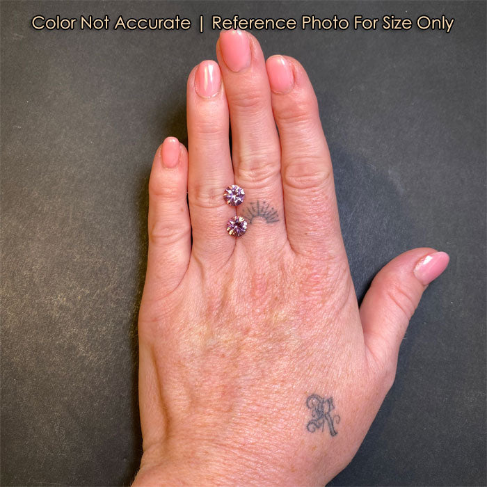 pink color round brilliant spinel pair