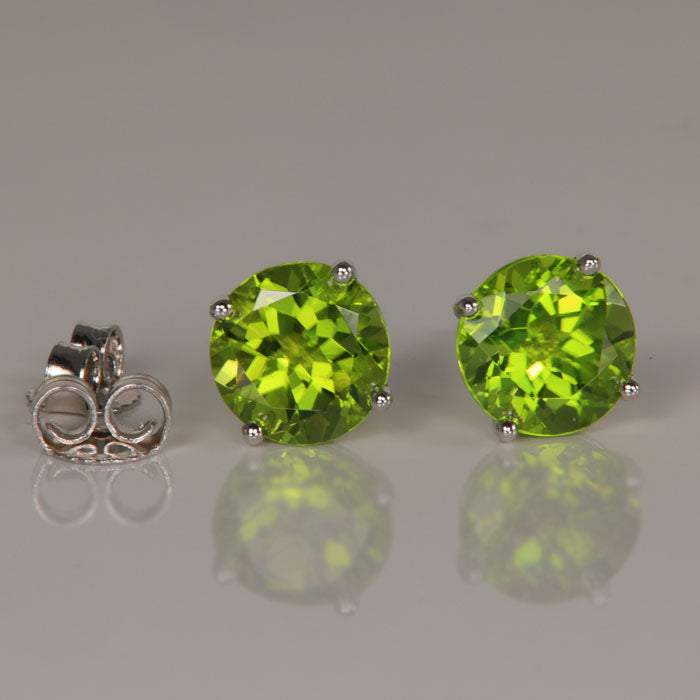 peridot earrings 14k white gold studs