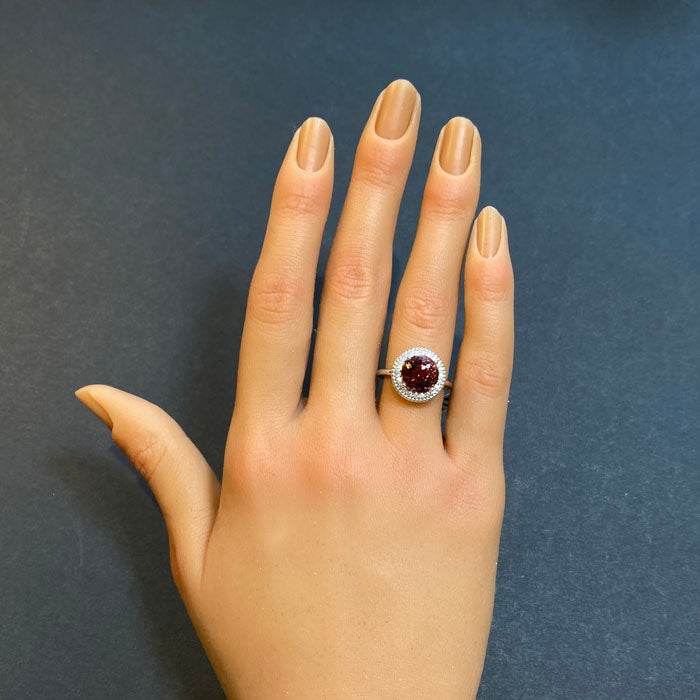 portuguese tourmaline with diamond halo