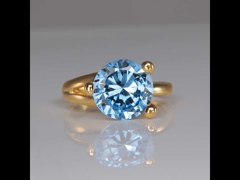 14K Yellow Gold Synthetic Blue Spinel Ring