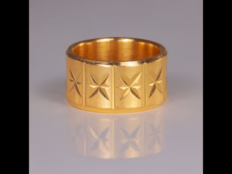 14K Yellow Gold Engraved Band 10.5mm