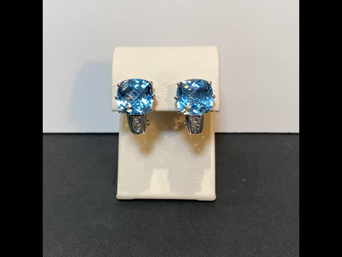Sterling Silver Blue Topaz Earrings 15 Carats