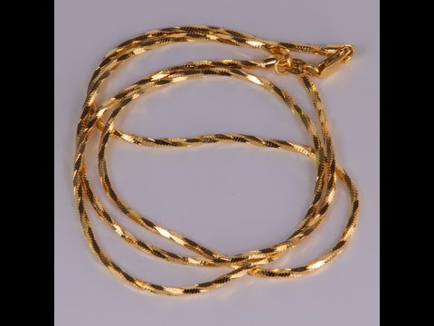 14K Yellow Gold Twisted Diamond Cut Snake Chain 20"