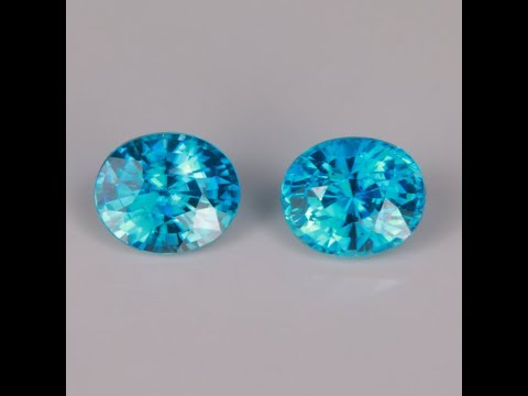 Pair of Oval Cut Blue Zircons 2.26 Carats
