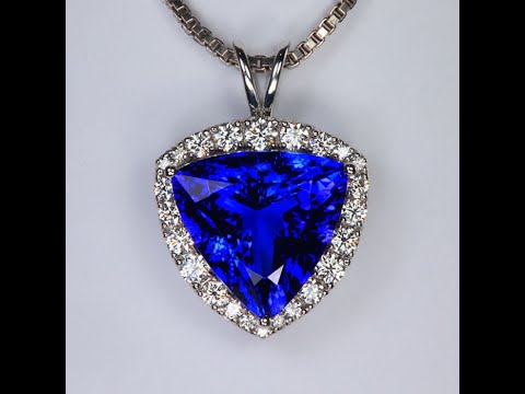 ON HOLD JK 14K White Gold Trilliant Tanzanite And Diamond Pendant By Steve Moriarty 14.18 Carats