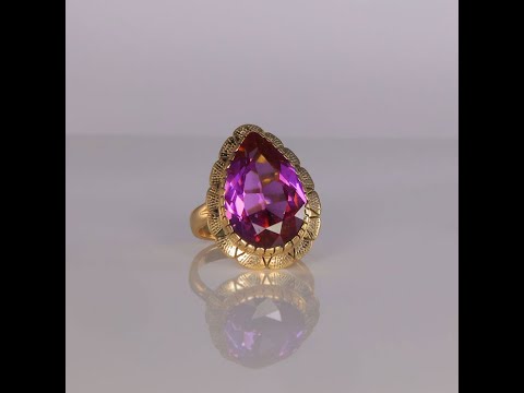 14K Yellow Gold Synthetic Color Change Amethyst Ring