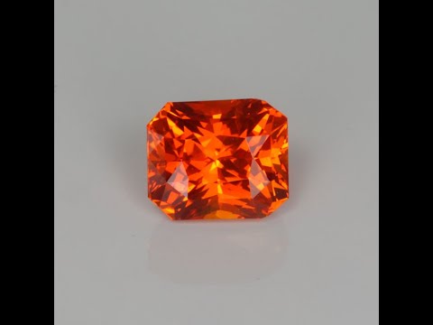 Brilliant Style Emerald Cut Orange Sapphire 3.09 Carats