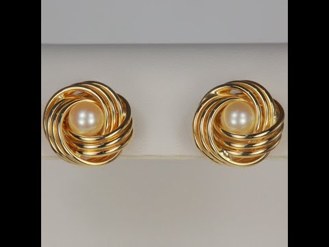 14K Yellow Gold Nested Pearl Earrings