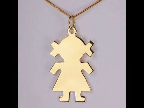14K Yellow Gold Girl Silhouette Pendant