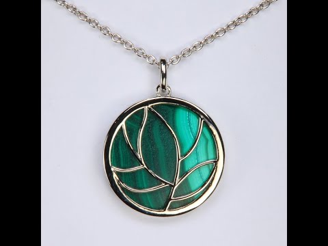 Sterling Silver and Malachite Disc Adjustable Necklace