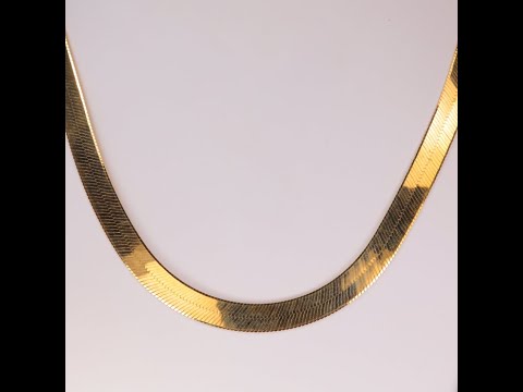 14K Yellow Gold Wide Double Herringbone Chain 18"