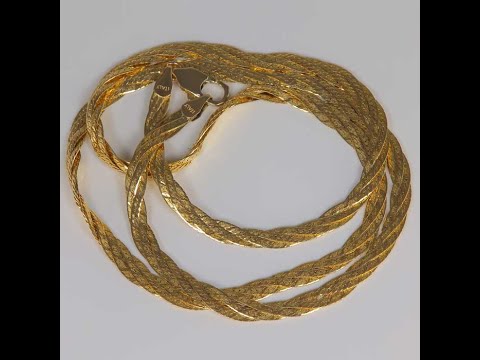14K Yellow Gold Twisted Herringbone Chain 17"