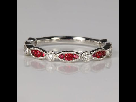 14K White Gold Ruby and Diamond Ring