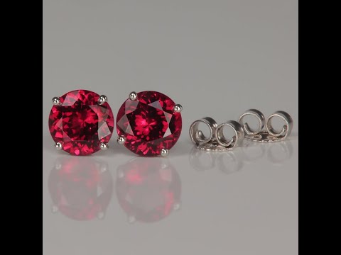14K White Gold Rhodolite Garnet Stud Earrings 2.56 Carats