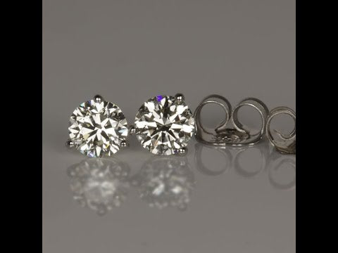 14K White Gold Diamond Stud Earrings .80 Carat