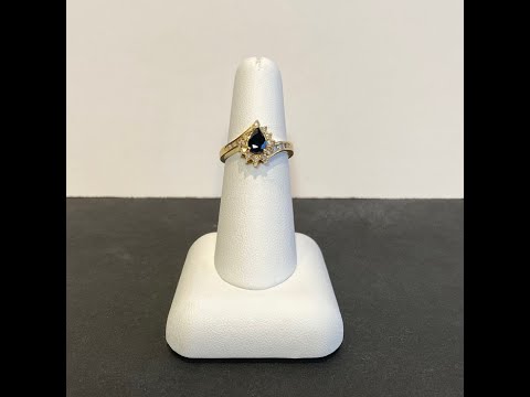 14K Yellow Gold Sapphire and Diamond Ring