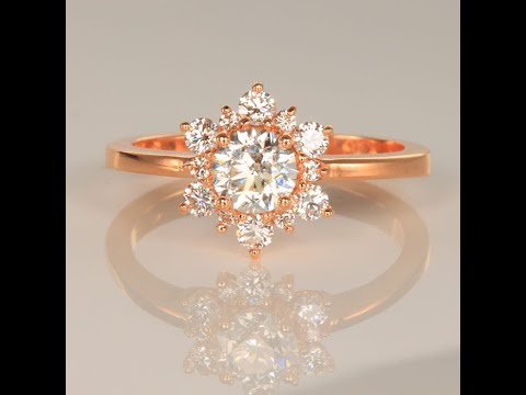 Rose Gold Diamond Ring with Round center .75 carats