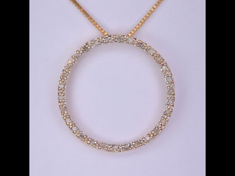 10K Yellow Gold Diamond Accented Circle Pendant