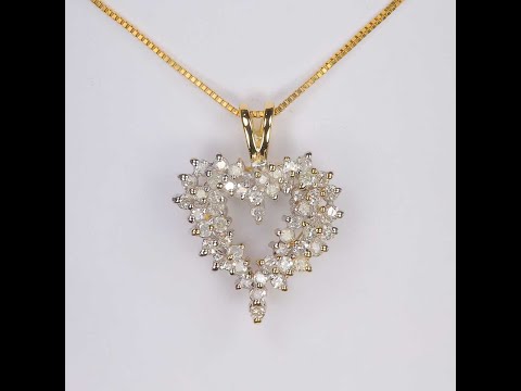 14K Yellow Gold Diamond Heart Pendant .50 Carats