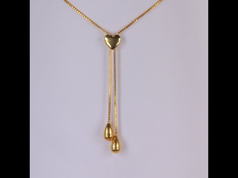 14K Yellow Gold Heart Y Necklace