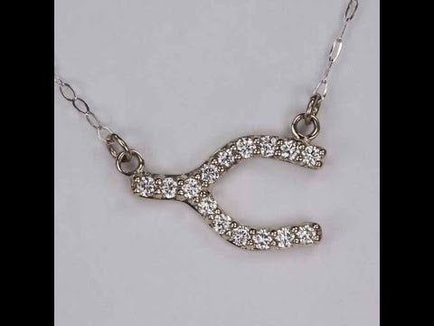 14K White Gold Diamond Wishbone Necklace .21 Carats