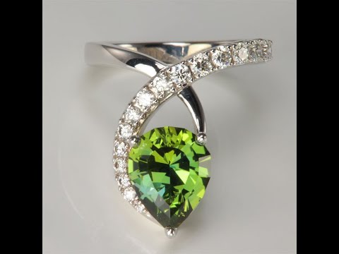 3.91ct Fancy Green Tanzanite and Diamond Ring in 14k White Gold