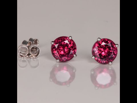 14K White Gold Umbalite Garnet Stud Earrings 1.95 Carats